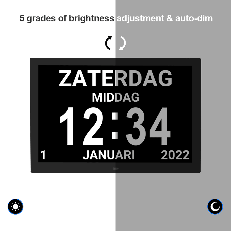 Extra-large Digital Clock with Day, Date, Alarms, Selectable Analogue/Digital Displays (15 inch) - dev-weathershop