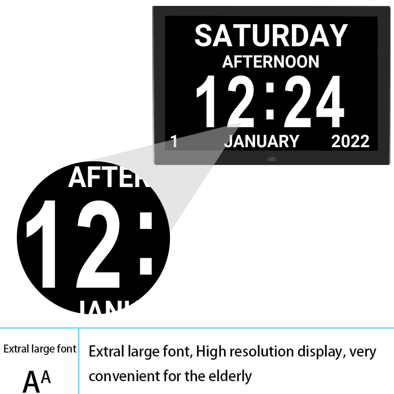 Extra-large Digital Clock with Day, Date, Alarms, Selectable Analogue/Digital Displays (15 inch) - dev-weathershop