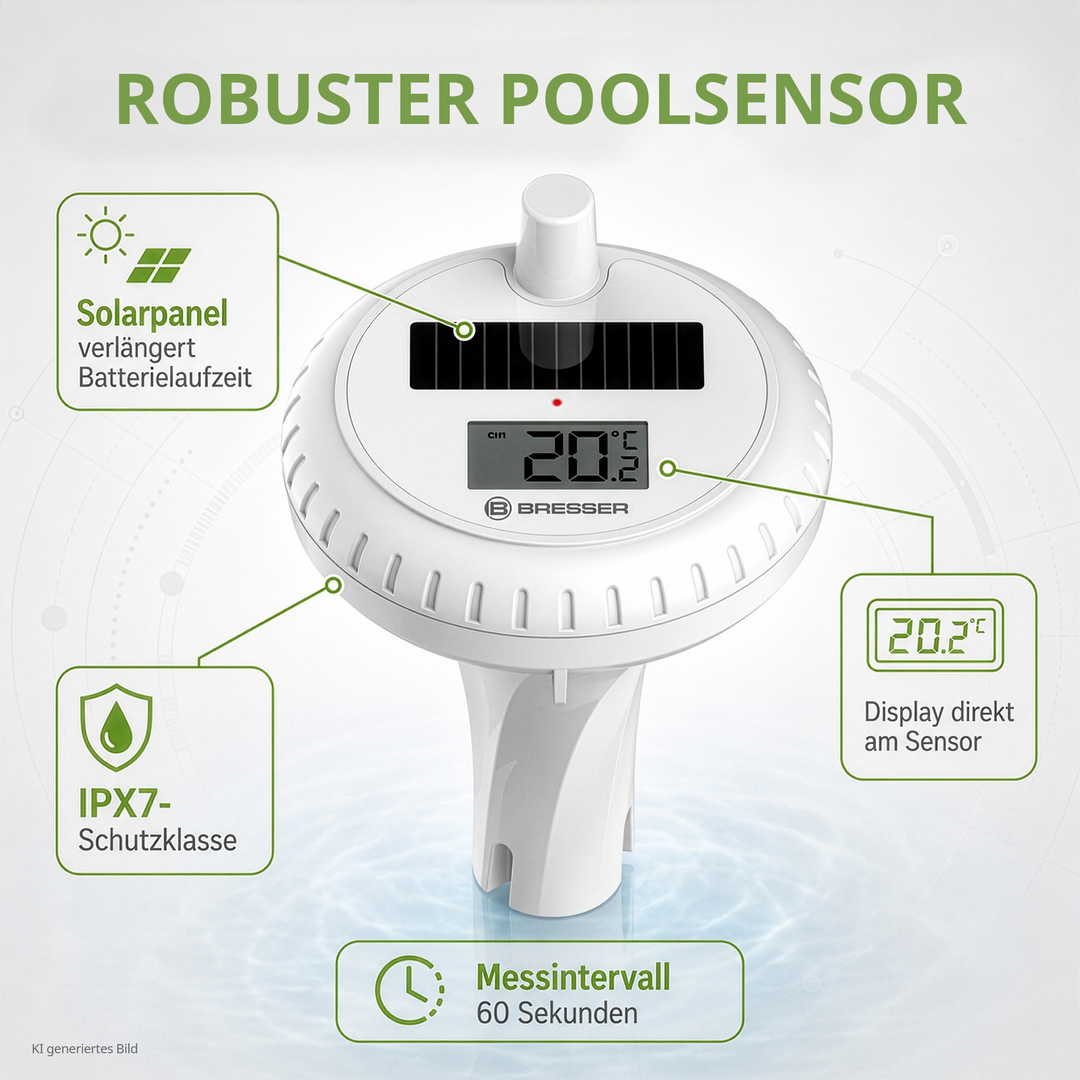 Bresser 15130 Wireless Floating Pool Thermometer with Base Station