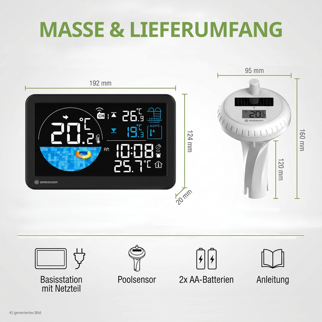Bresser 15130 Wireless Floating Pool Thermometer with Base Station