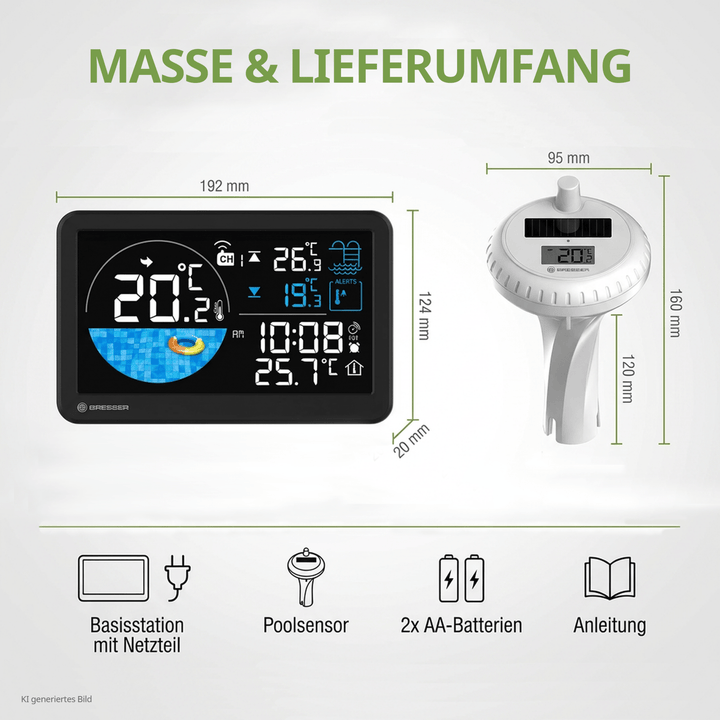 Bresser 15130 Wireless Floating Pool Thermometer with Base Station