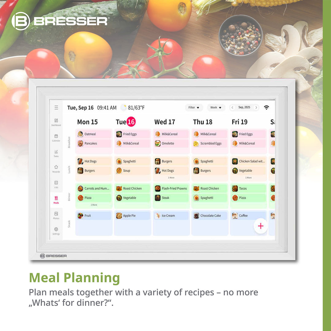 Bresser 16411 MeteoPix Touch 10.1 Digital Family Calendar with Photo Frame - Weather Shop