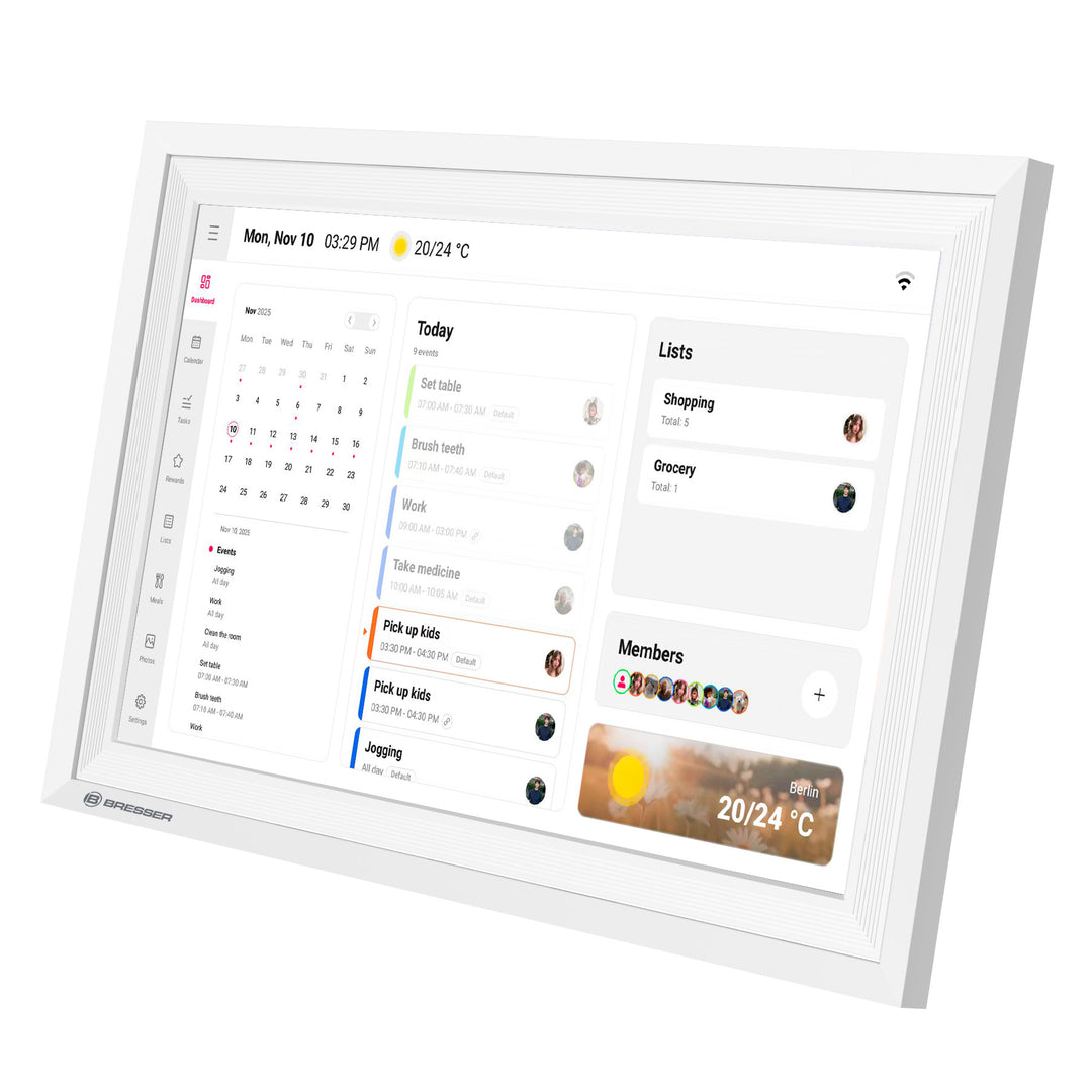 Bresser 16411 MeteoPix Touch 10.1 Digital Family Calendar with Photo Frame - Weather Shop