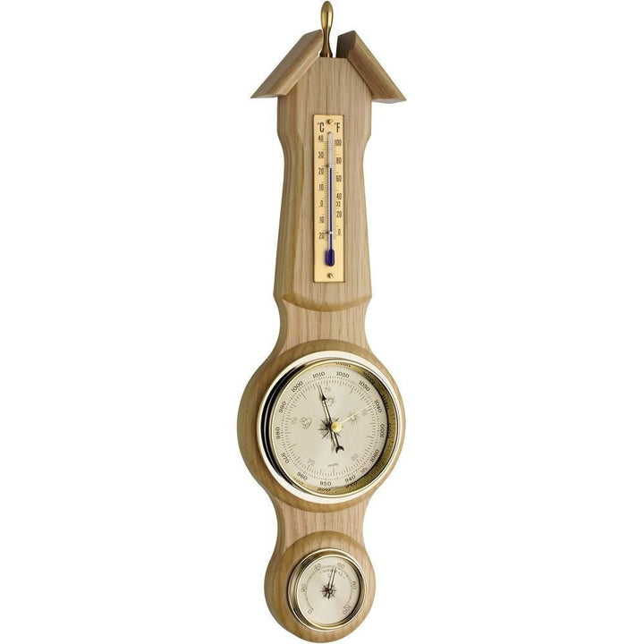 Natural Solid Wood Banjo Barometer (39cm length) - Made in Germany - dev-weathershop