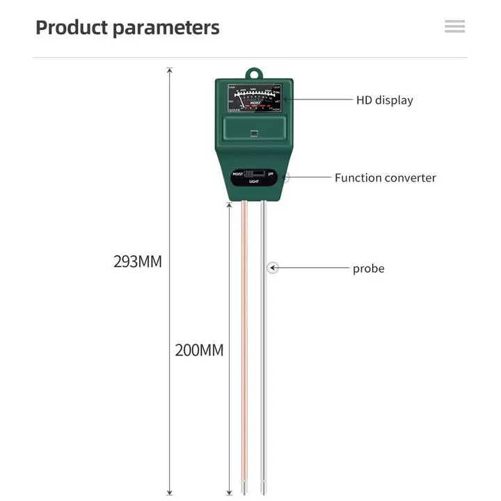 3-in-1 Soil Moisture, Light, and pH Meter - Monitor Plant Health Easily - dev-weathershop
