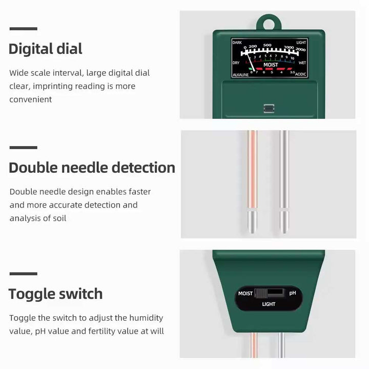 3-in-1 Soil Moisture, Light, and pH Meter - Monitor Plant Health Easily - dev-weathershop