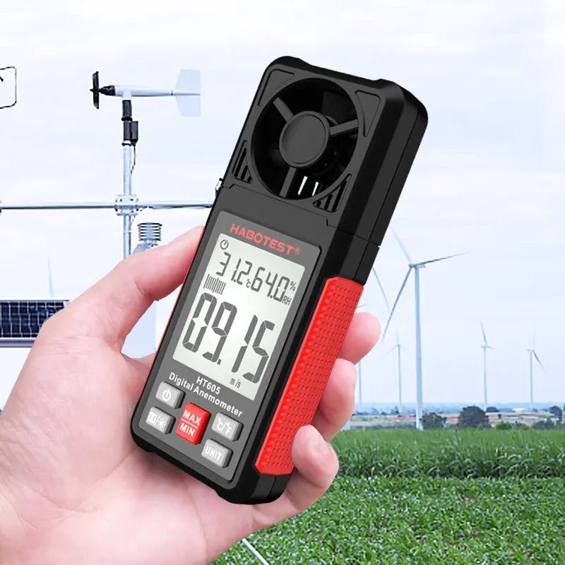 Portable Digital Anemometer: Measure Air Velocity, Temperature &amp; Humidity Measurement - dev-weathershop
