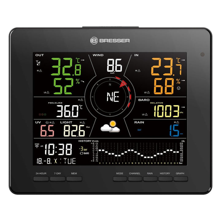 Bresser Wi-Fi 4CAST MD with 7-Day Forecast, 7-in-1 Solar-Powered Outdoor Sensor Unit Incl Light Intensity &amp; UV 7003800 - dev-weathershop