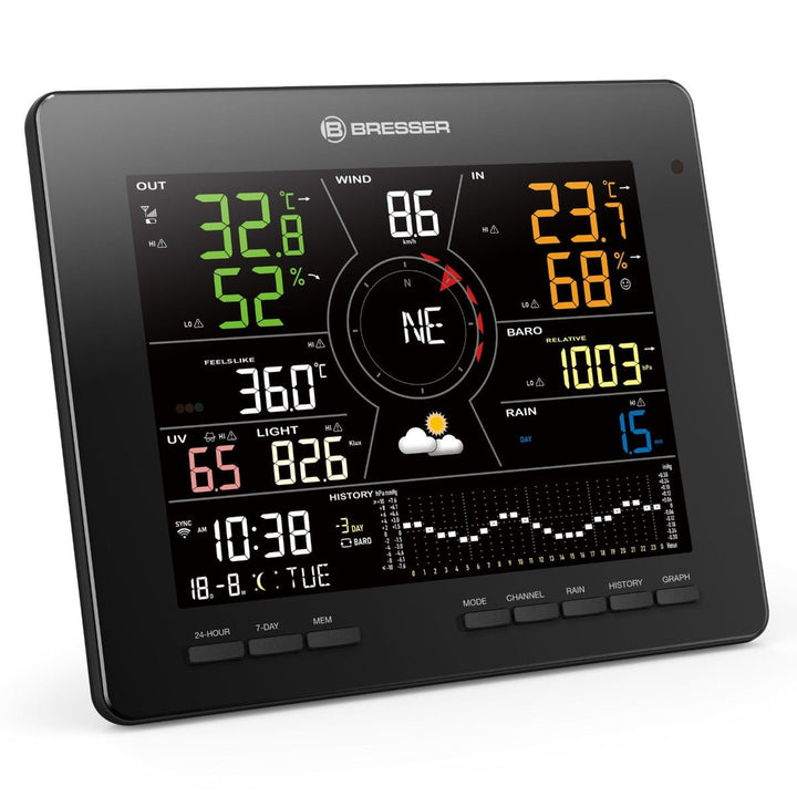 Bresser Wi-Fi 4CAST MD with 7-Day Forecast, 7-in-1 Solar-Powered Outdoor Sensor Unit Incl Light Intensity &amp; UV 7003800 - dev-weathershop