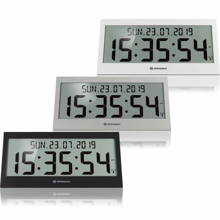 Bresser Jumbo LCD Wall Clock with Day &amp; Date (White) - dev-weathershop