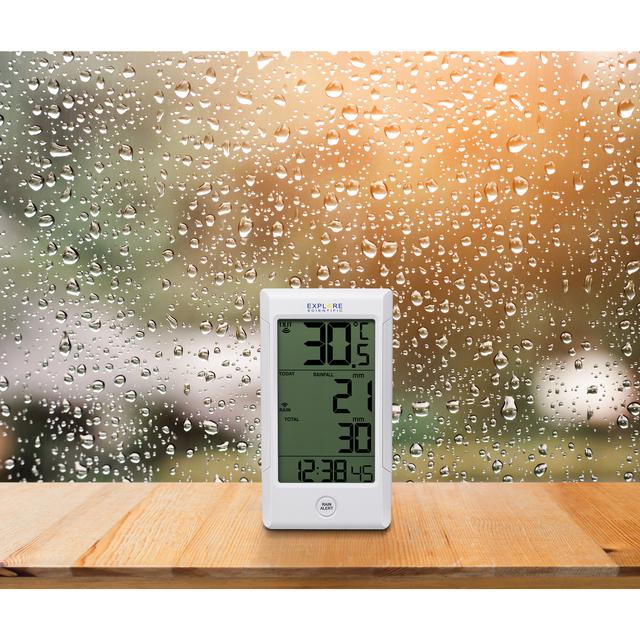 DISCONTINUED: Explore Scientific RGT1001 Wireless Rain Gauge with Outdoor Temperature &amp; Rain Alert - dev-weathershop
