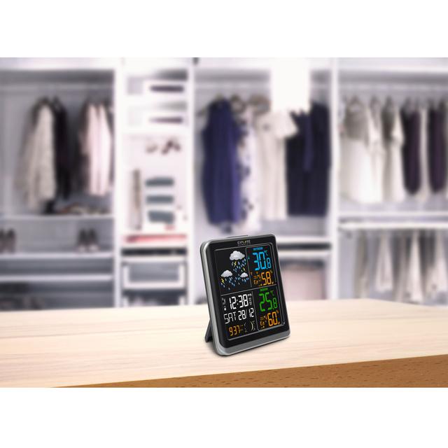 Explore Scientific WSH4008 Weather Forecast Station &amp; Barometer with High/Low Temperature Alerts - dev-weathershop