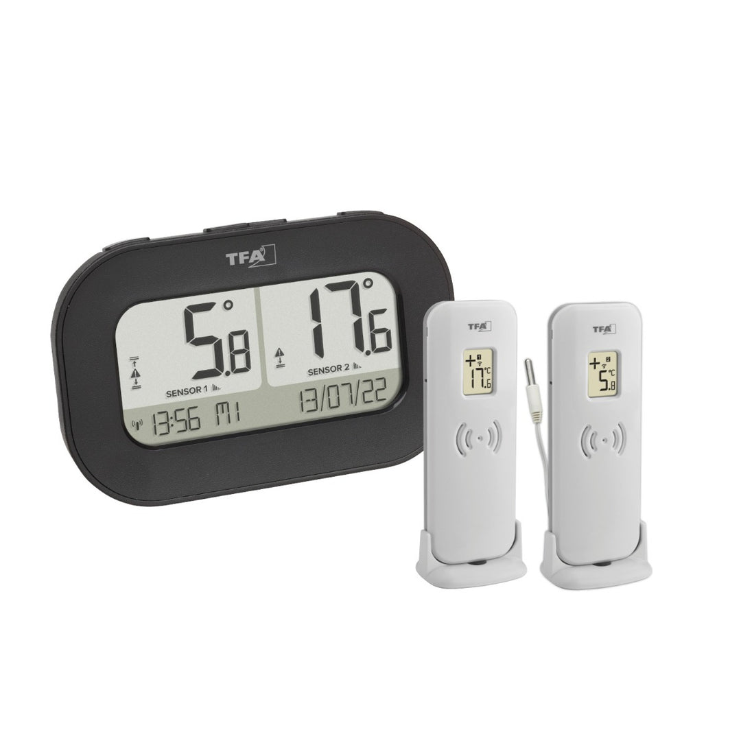TFA DOUBLE-CHECK Wireless Thermometer with Two Transmitters (incl. waterproof cabled sensor) 30.3073 - dev-weathershop