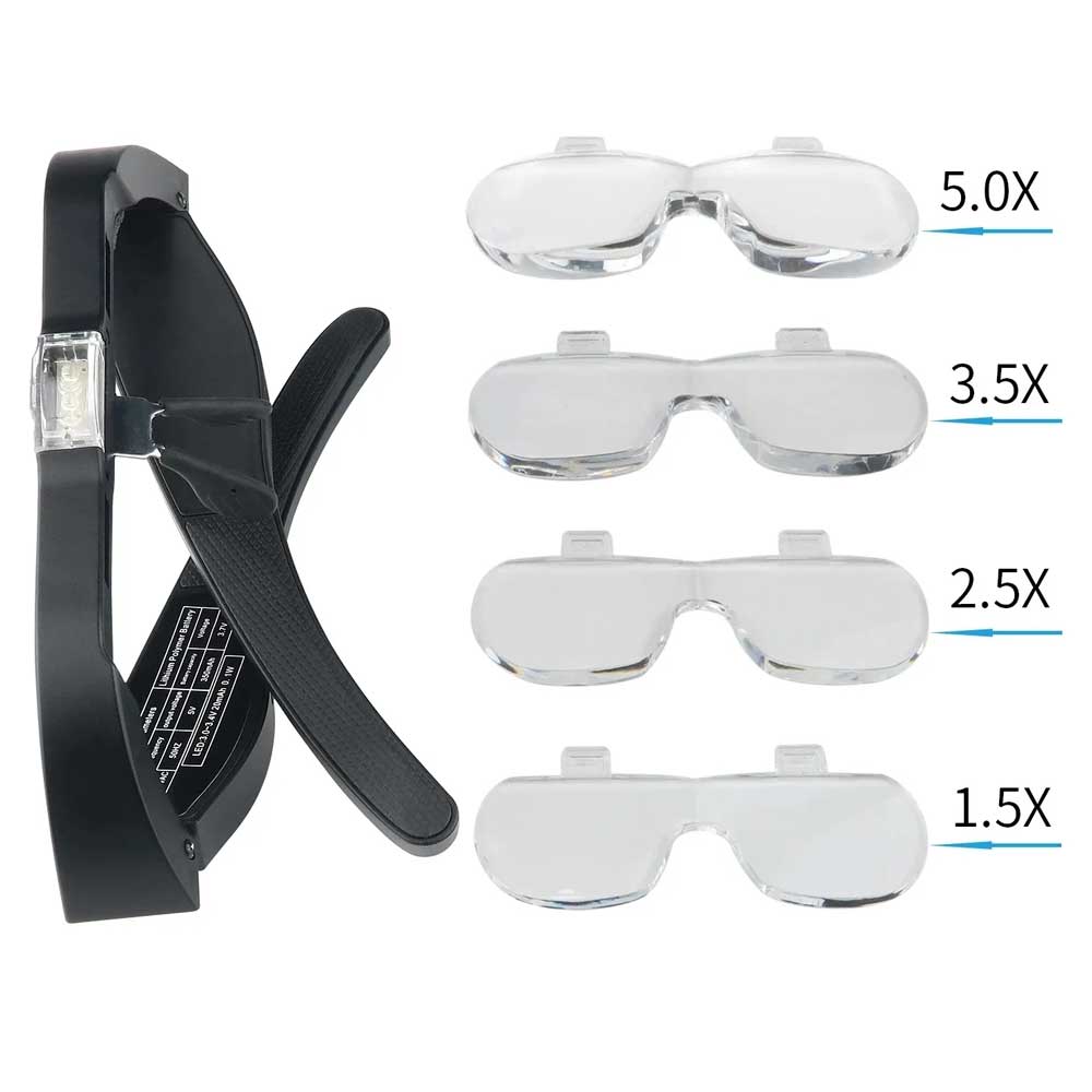 Magnifying Glasses 1.5X to 5.0X Zoom with LED Light, USB Rechargeable. - dev-weathershop