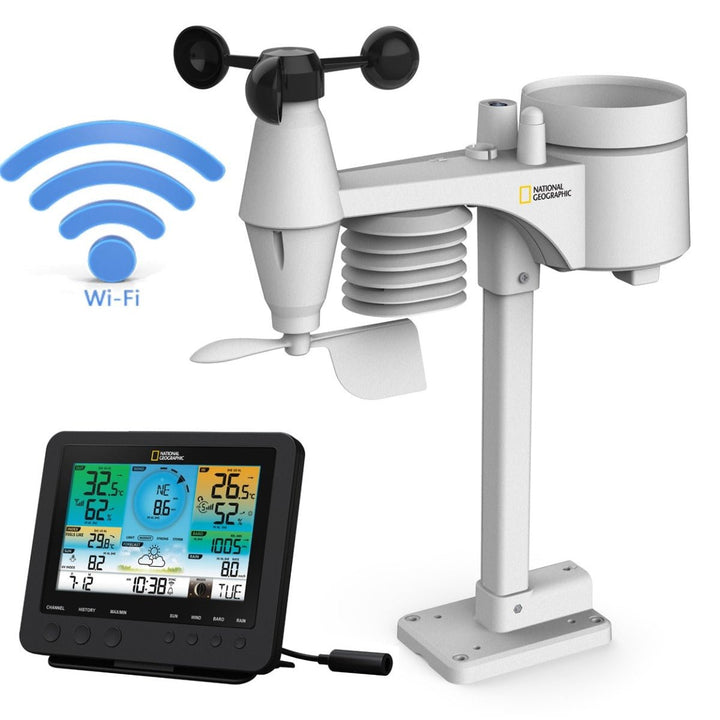 National Geographic 7-in-1 WiFi Weather Station - includes Light Intensity, UV, Ice/Frost Alert - dev-weathershop