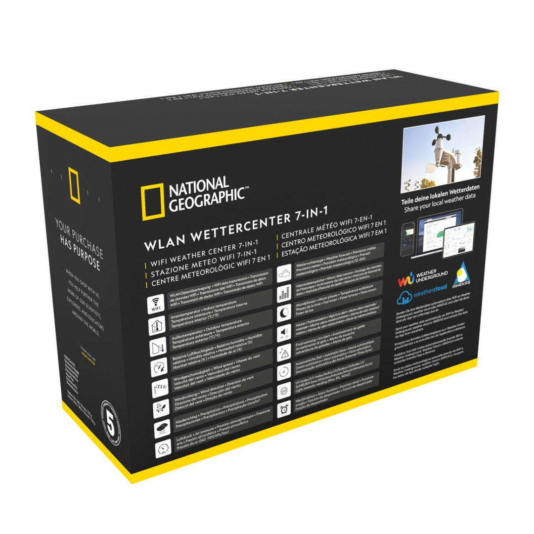 National Geographic 7-in-1 WiFi Weather Station - includes Light Intensity, UV, Ice/Frost Alert - dev-weathershop