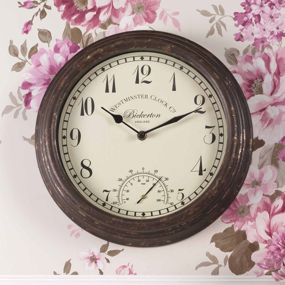 Bickerton Indoor/Outdoor Wall Clock with Thermometer 30cm - dev-weathershop