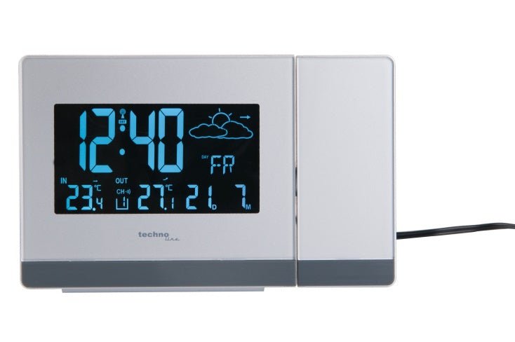 Technoline WT549 Projection Alarm Clock with Indoor &amp; Outdoor Temperatures, plus Weather Forecast - dev-weathershop