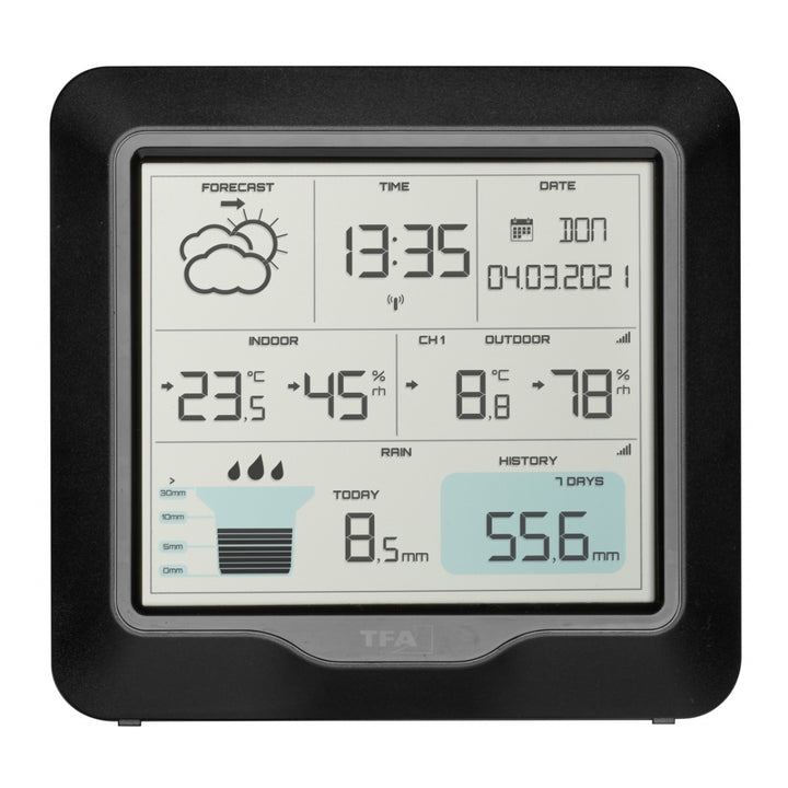 TFA Rain Pro 35.1160.01 Wireless Weather Forecast Station &amp; Rain Gauge with Indoor/Outdoor Temperature/Humidity &amp; Rain Alert - dev-weathershop