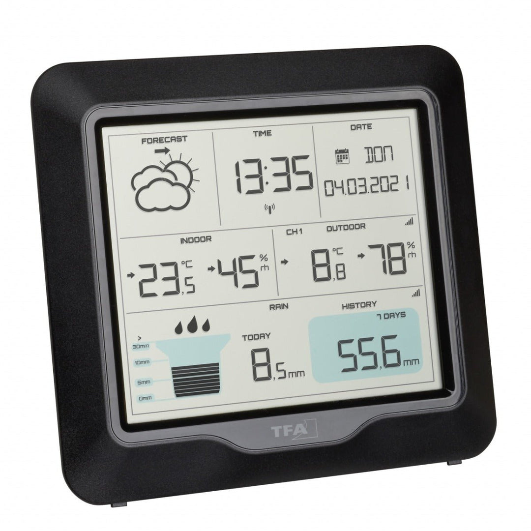 TFA Rain Pro 35.1160.01 Wireless Weather Forecast Station &amp; Rain Gauge with Indoor/Outdoor Temperature/Humidity &amp; Rain Alert - dev-weathershop