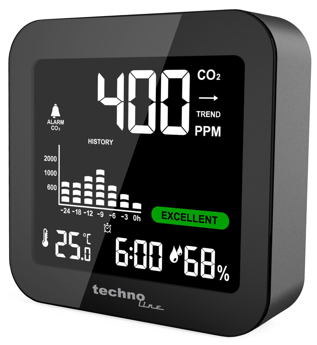 Technoline CO2 Monitor with Air Quality Traffic Light System - dev-weathershop